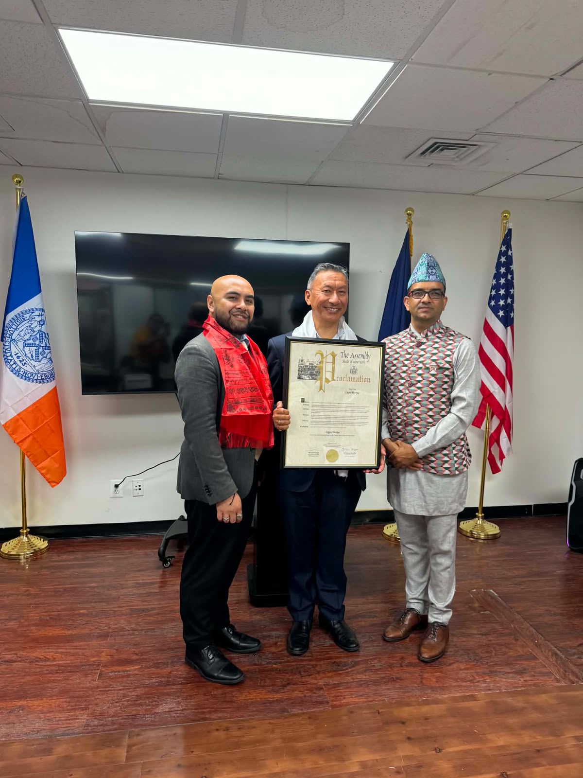 New York State Assembly honours Nepali Sherpa leader, Urgen Sherpa, for two decades of community service